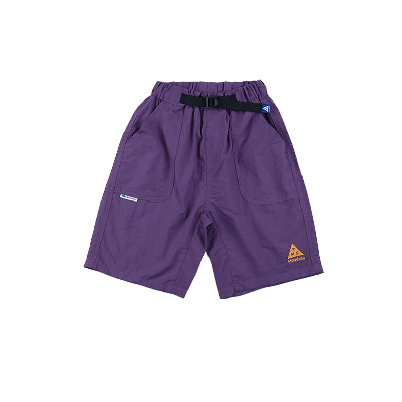 Boys Mountain Style Embroidered Small Logo Versatile Shorts