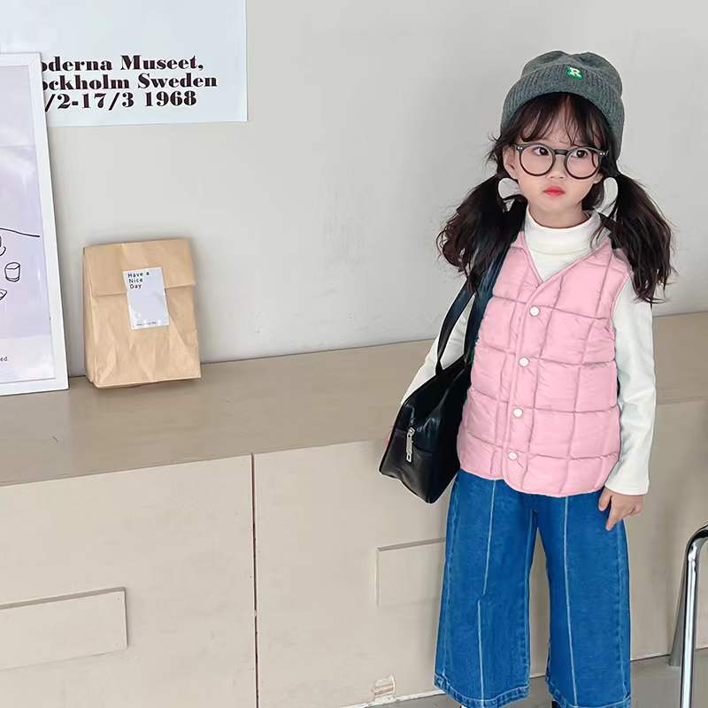Children wear down cotton vests on both sides, autumn and winter babies wear vests inside and outside, Korean version of men's and women's children's thermal vest