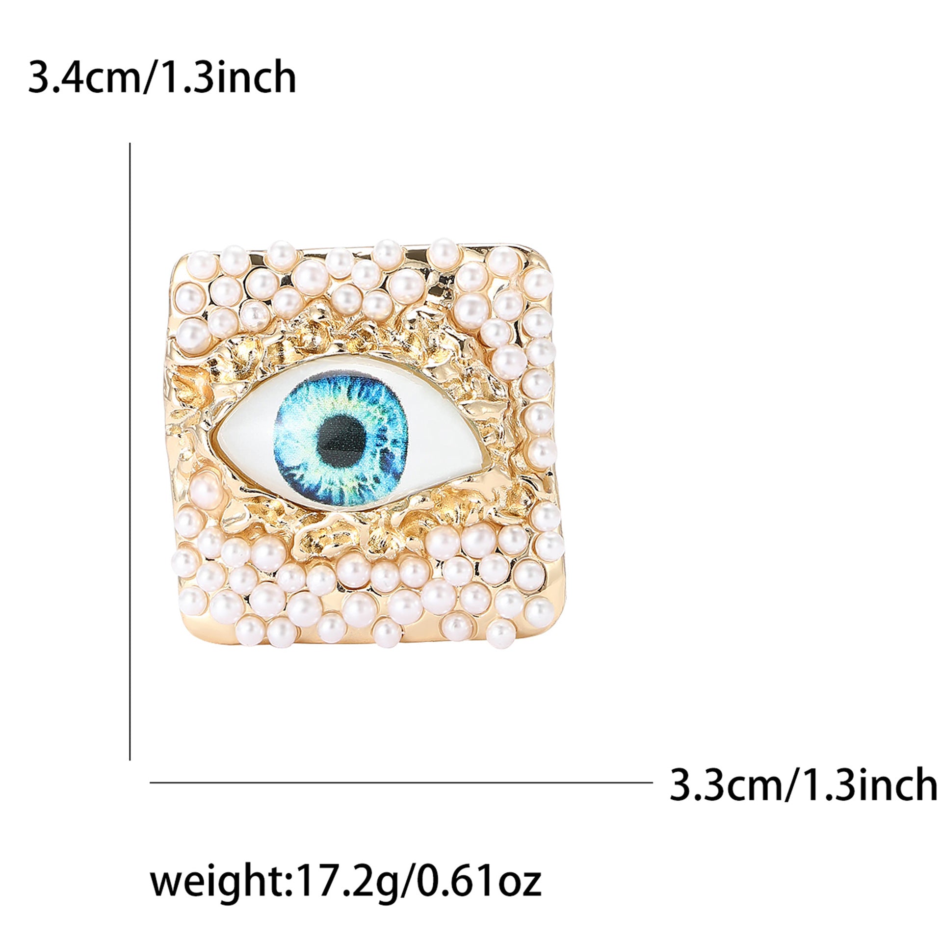 Square Pearl Evil Eye Brooch for Men and Women