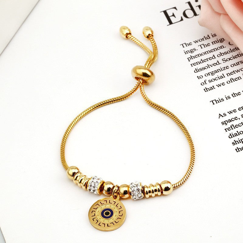 Evil Eye Stainless Steel Adjustable Pull-out Blue Eye Bracelet