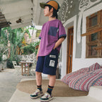 Mountain Style Versatile Color Block Pocket Short Sleeve T-shirt