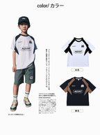 Boys Mountain Style Raglan Spliced Letter Print Short Sleeve T-shirt