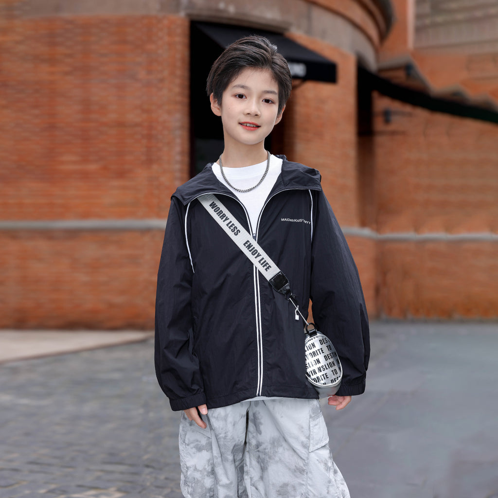 Boys' Lightweight Color-Block Hooded Sun-Protection Jacket