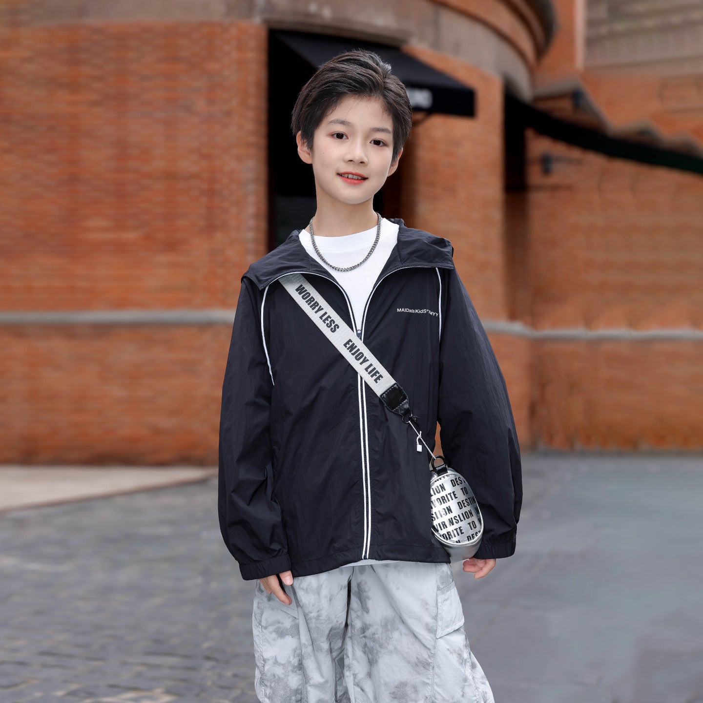 Boys' Lightweight Color-Block Hooded Sun-Protection Jacket