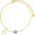 Minimalist Cross Evil Eye Anklet