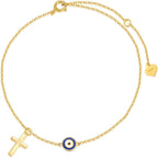 Minimalist Cross Evil Eye Anklet