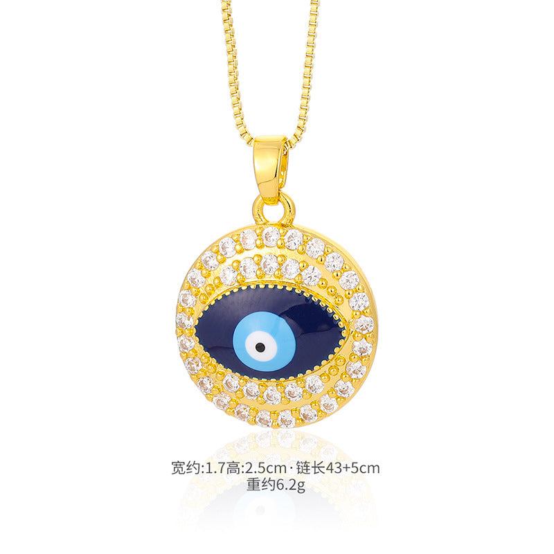 Evil Eye Necklace, Colorfast, Summer Oil-Drip Pendant