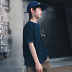 Boys Mountain Zipper Pocket Color Block Stripe Tee