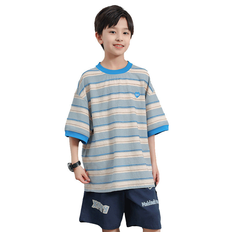 Boys 3D Striped Quick-Dry Short Sleeve T-Shirts