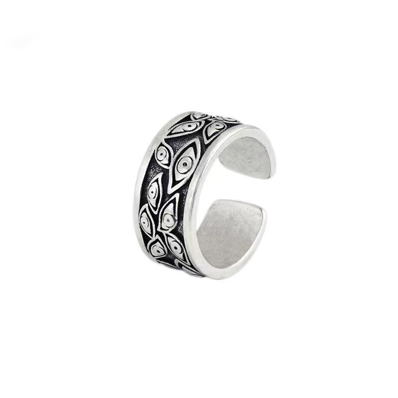 Evil Eye Ring with Adjustable Open Band