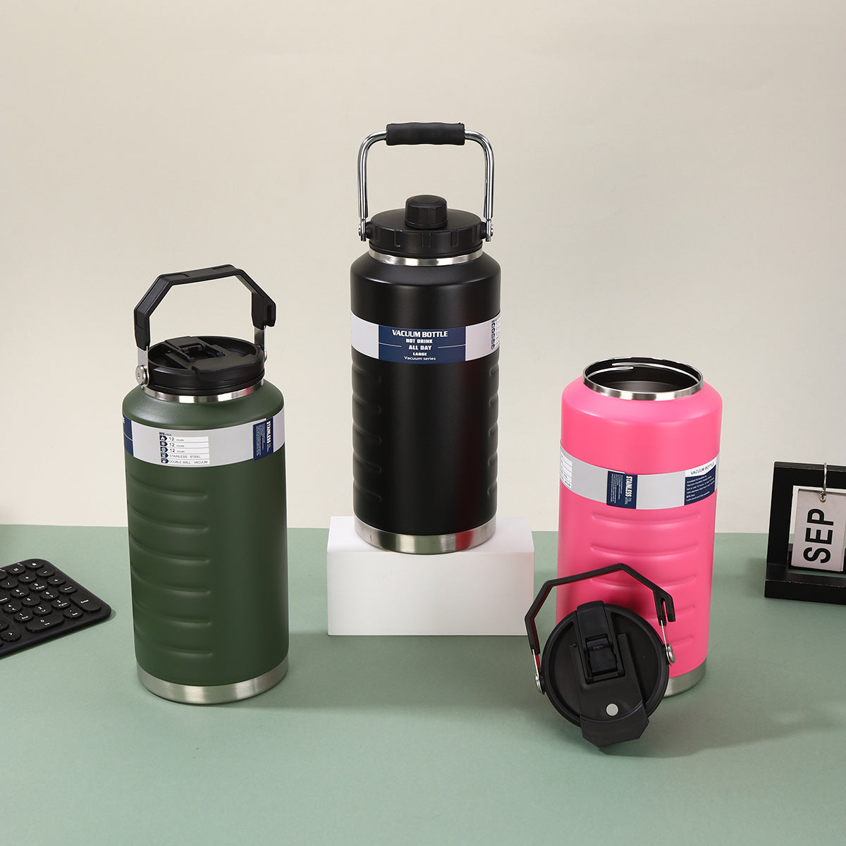 Large 316 Stainless Steel Insulated Water Jug, Dual‑Drink Portable Outdoor Camping Thermos
