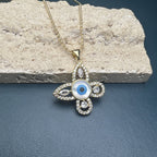 Famati's Hand Butterfly Shell Evil Eye Necklace