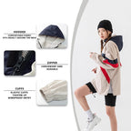 Street trendy women's hooded pullover jacket, spring and autumn medium thickness color matching loose medium and long polyester fiber top M-3XL full size