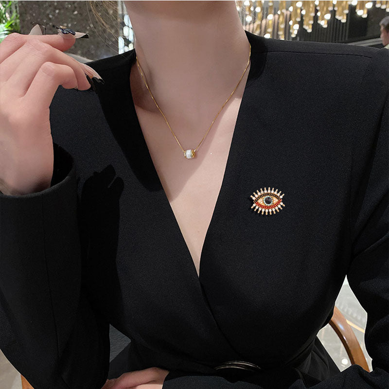 Diamond-encrusted Evil Eye Brooch