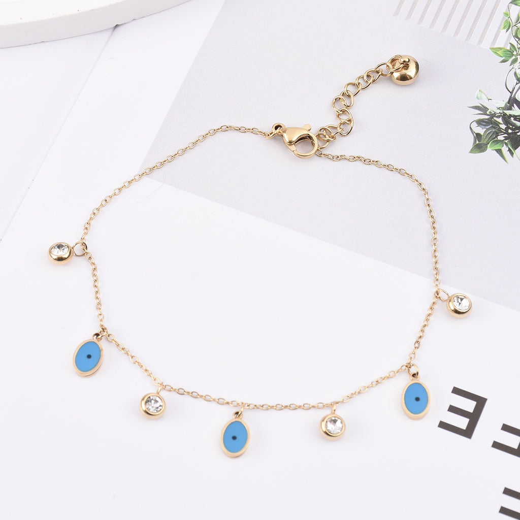 Blue Devil's Eye Stainless Steel Anklet