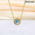 Titanium steel gold-plated evil eye pendant necklace