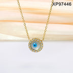 Titanium steel gold-plated evil eye pendant necklace