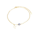 Minimalist Cross Evil Eye Anklet