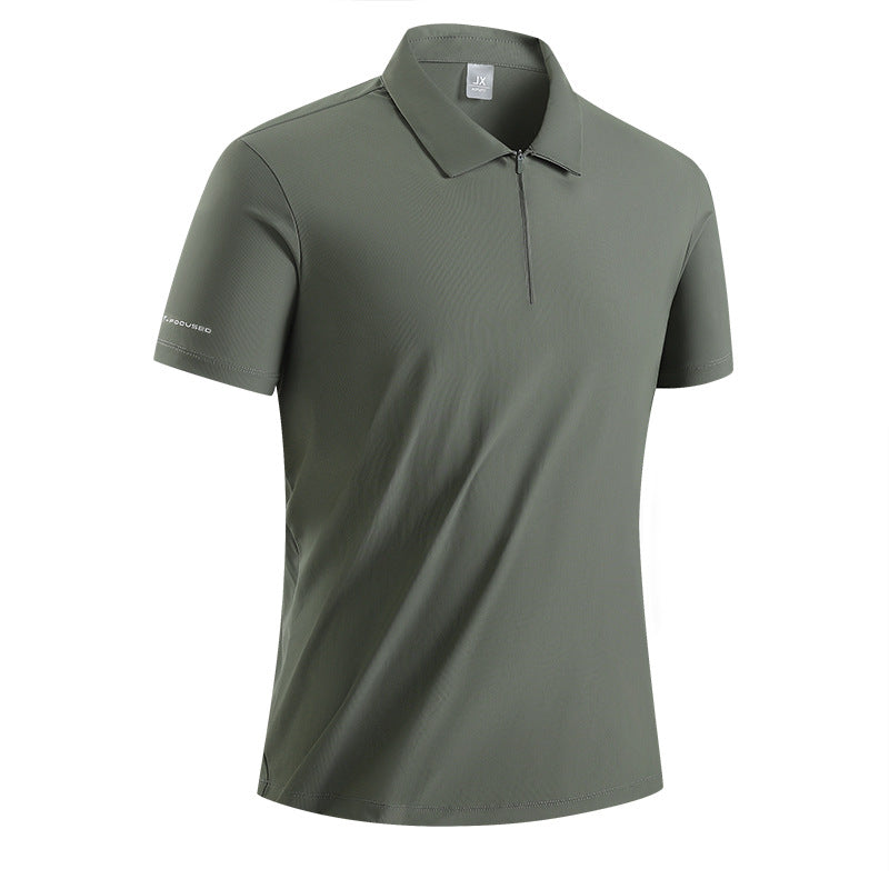 Men's Half‑Zip Short Sleeve Polo Shirt, Breathable Antibacterial Ultra‑Light T‑Shirt
