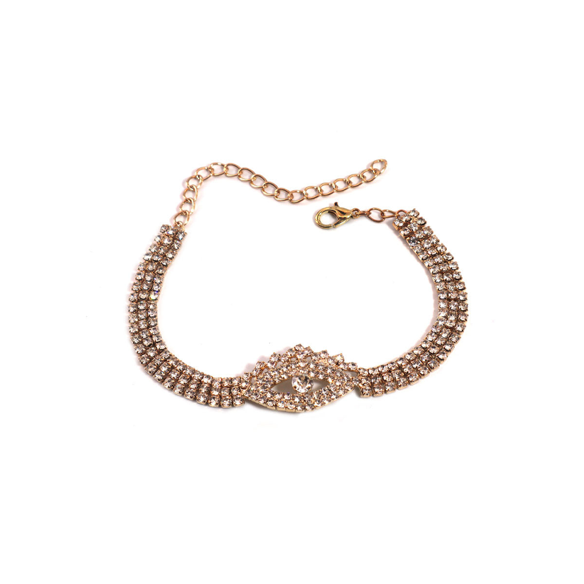 Sexy anklet with evil eye design and rhinestone inlay