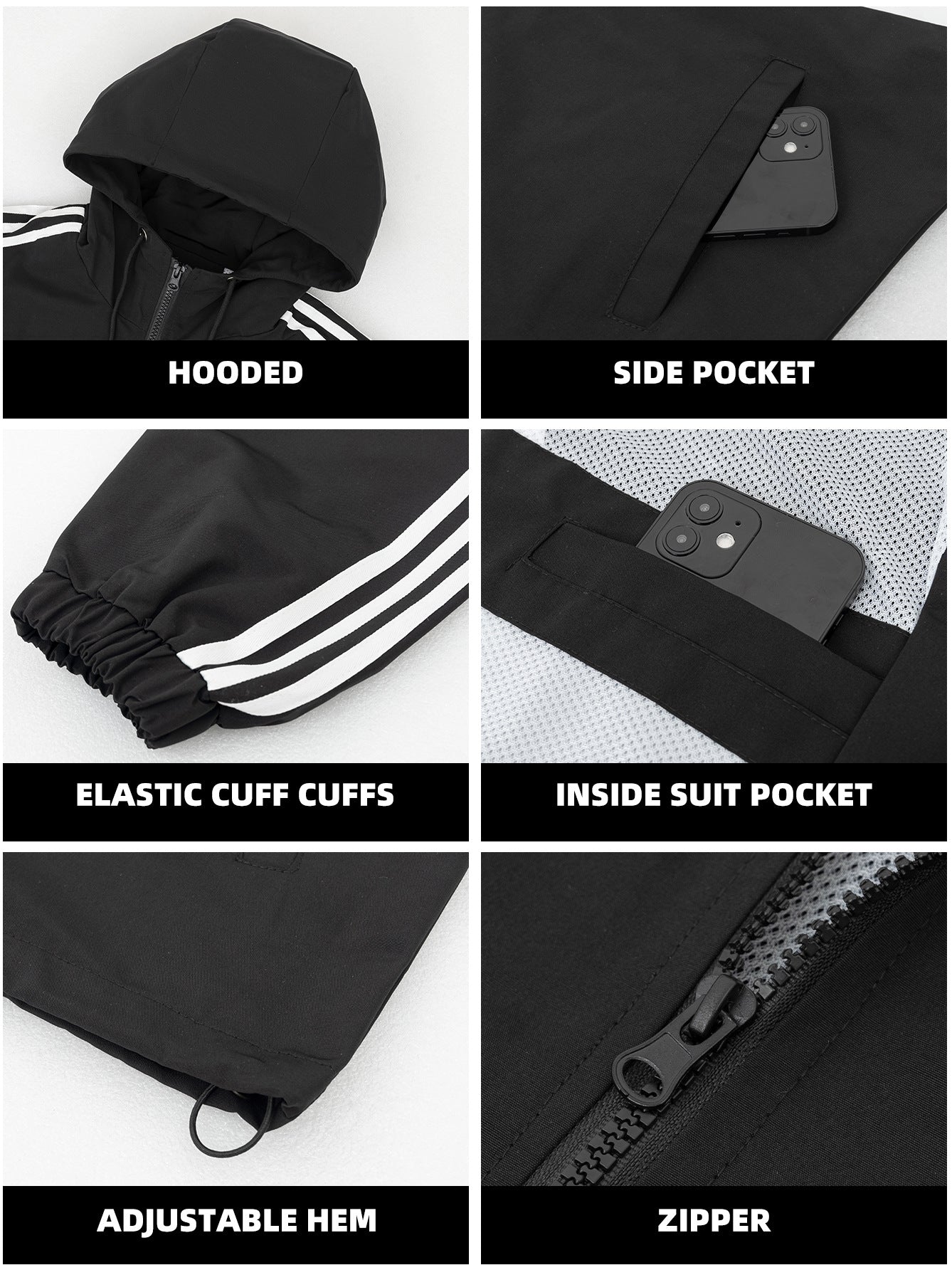 Men's Sports Color Matching Hooded Zip Jacket