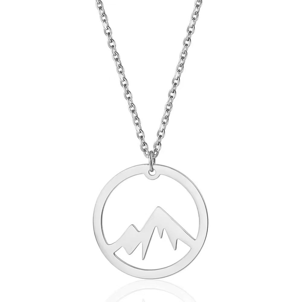 Nature Cast Metalworks Mountain In Circle Pendant Necklace