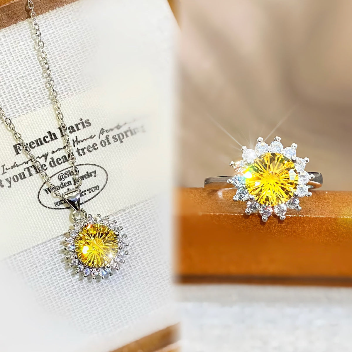 Sunflower is as bright as ice fireworks necklace ring
