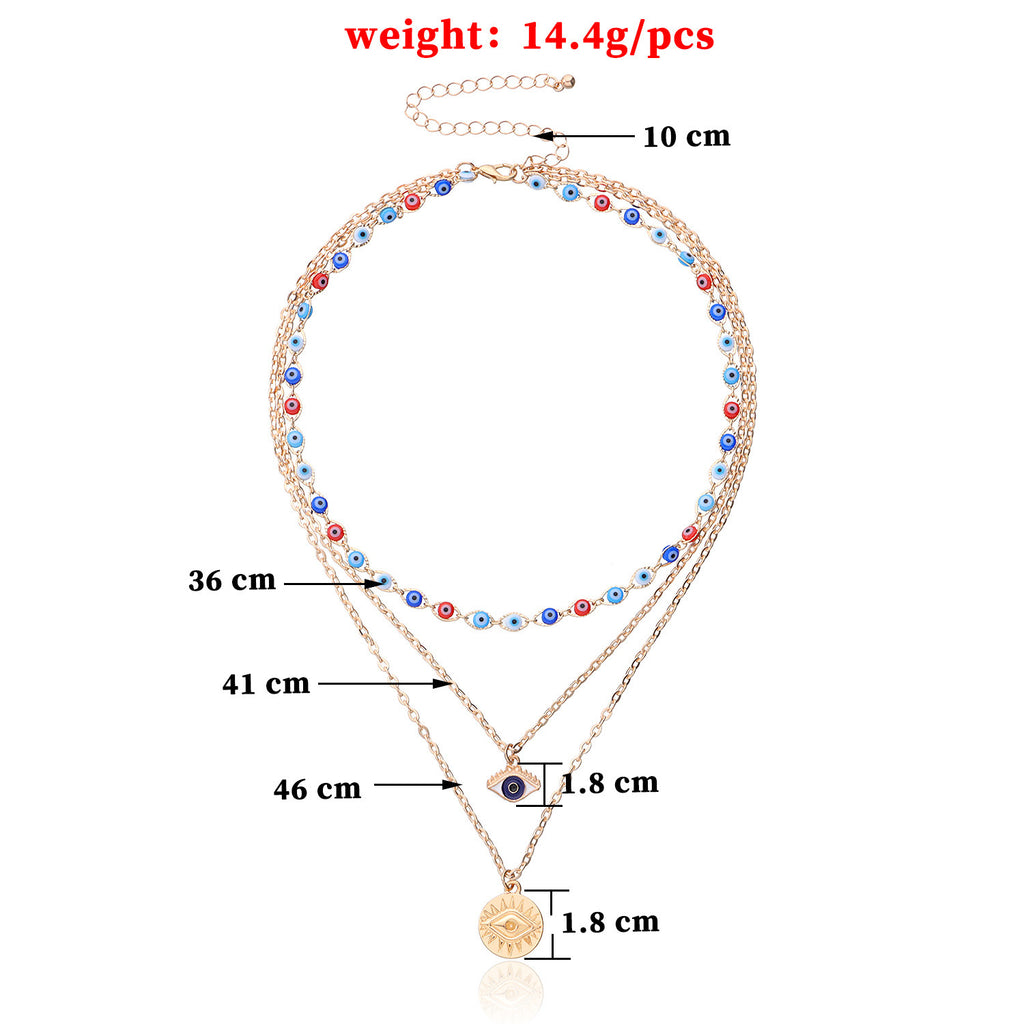 Evil Eye Collarbone Chain Hip Hop Multi-Layer Necklace