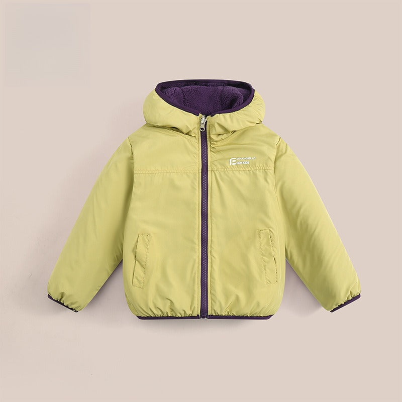 B.Duck Reversible Fleece-Lined Kids' Jacket | Unisex Boys Girls Autumn Winter Water-Resistant Softshell Windbreaker
