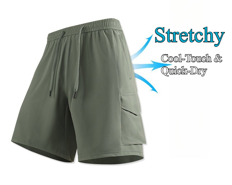 Men Women Summer Ice Silk Cargo Shorts Quick Dry Breathable 5‑Inch Casual Shorts