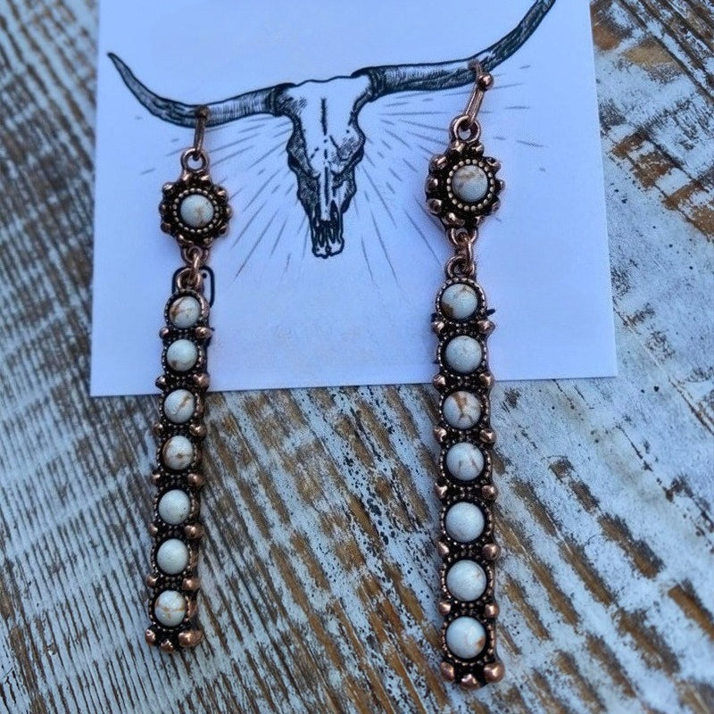 Blazin Roxx Turquoise Stone Bar French Hook Earrings