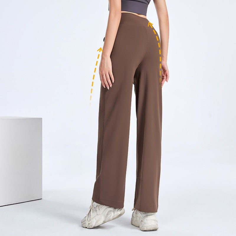 Naked Feeling High Waist Wide Leg Yoga Pants, Women Drawstring Fitness Running Pants
