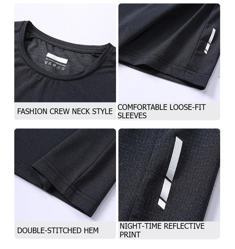 Men's Ice‑Silk Quick Dry Outdoor T‑Shirt Summer Loose Short Sleeve Tee