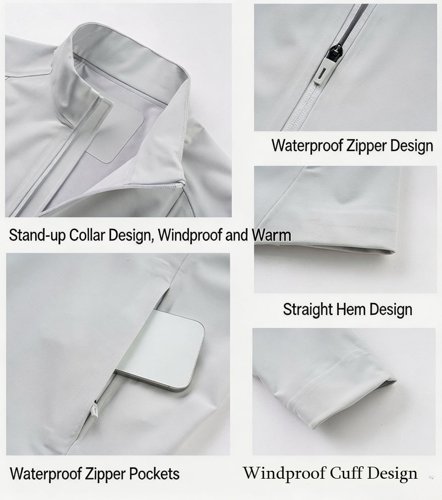 Men Women Stand‑Collar Softshell Jacket Lightweight Windproof Water Resistant Outdoor Business Coat