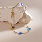 Evil Eye Beaded Stainless Steel Anklet