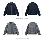 Double-sided retro plaid Harrington tooling jacket men's autumn trendy brand casual stand-up collar loose sports jacket