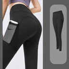 Peach - butt fitness tight sports yoga pants with mesh side pockets