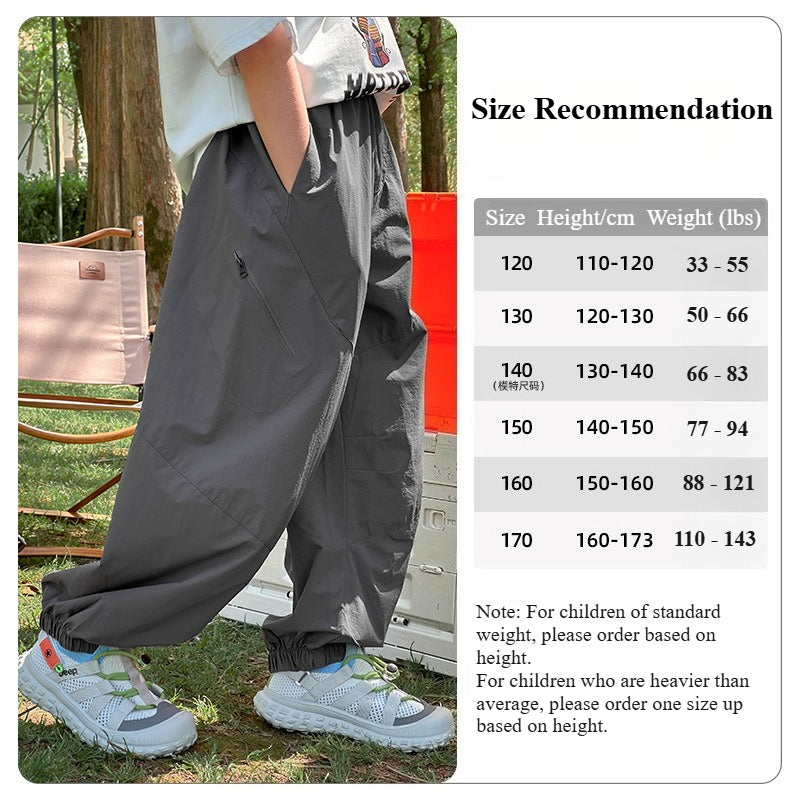 Summer Boys' Sports Pants - Thin, Breathable, and Quick-Drying