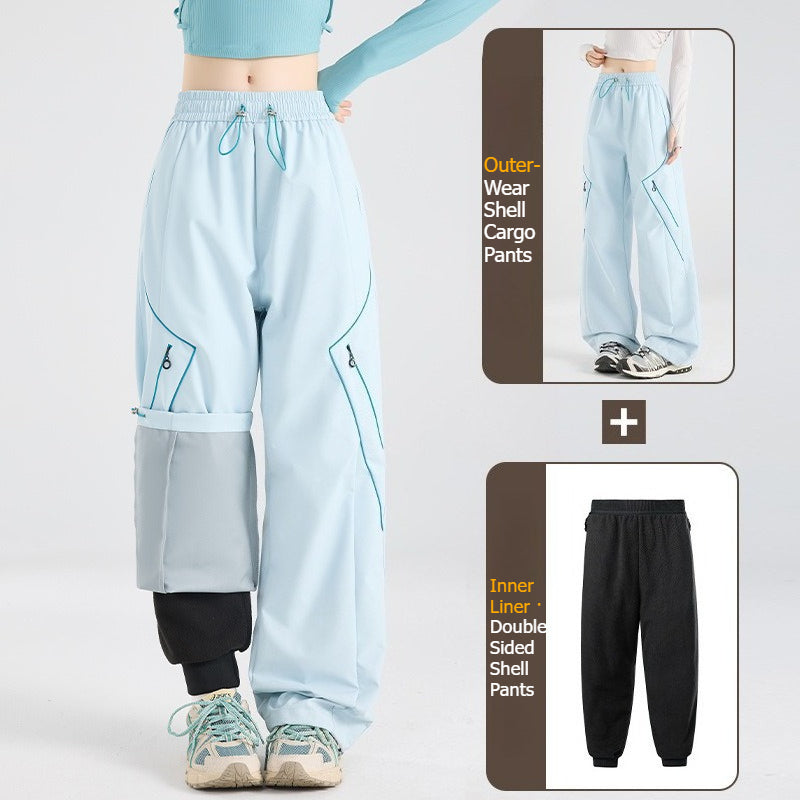 WENHOUU 2‑Piece Detachable Storm Pants Windproof Waterproof Outdoor Hiking Pants for Men Women