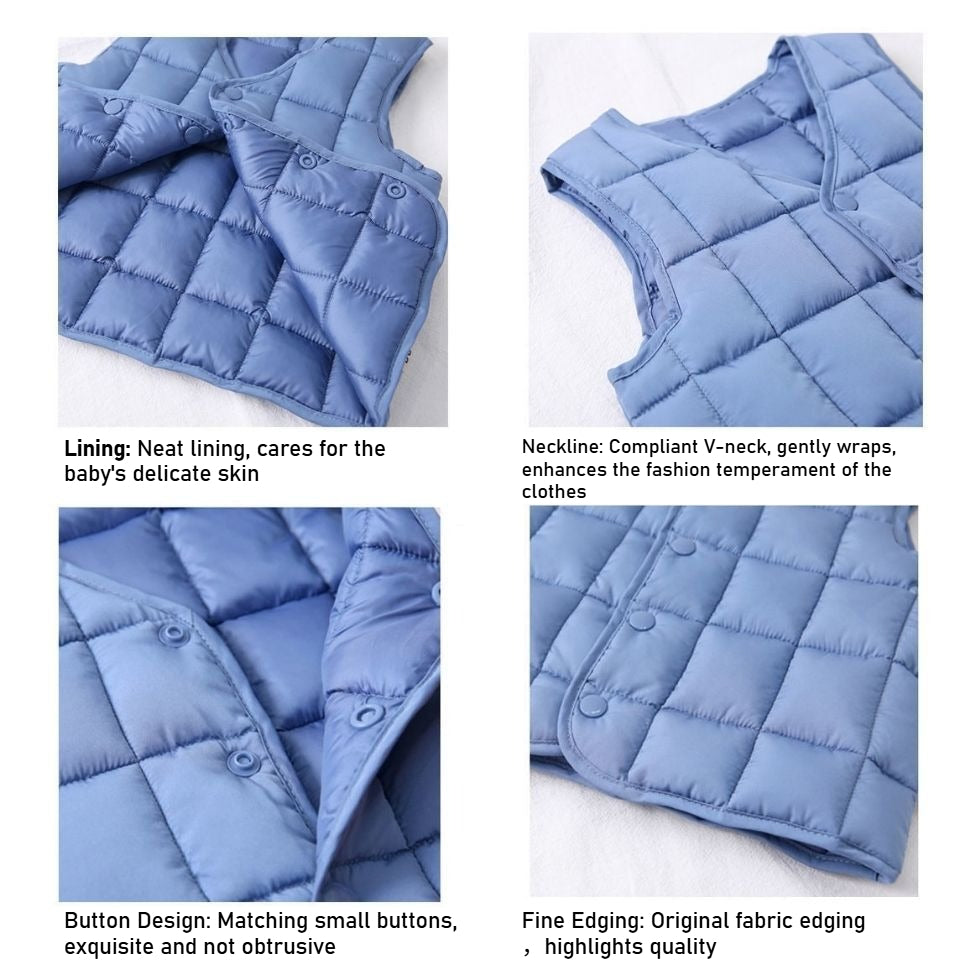 Children wear down cotton vests on both sides, autumn and winter babies wear vests inside and outside, Korean version of men's and women's children's thermal vest