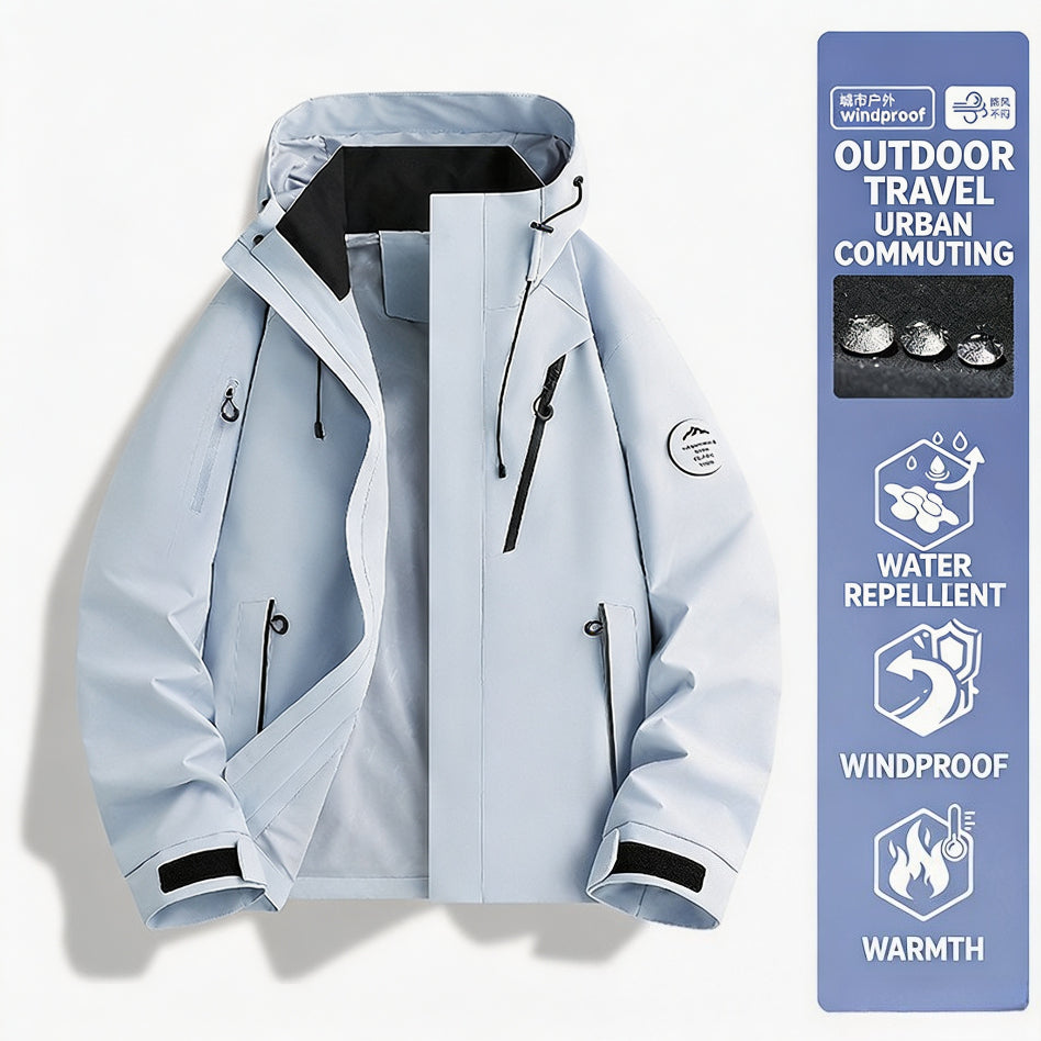 Camel Unisex 3‑in‑1 Detachable Jacket, Waterproof Windproof Warm Outdoor Hiking Mountaineering Coat for Men Women