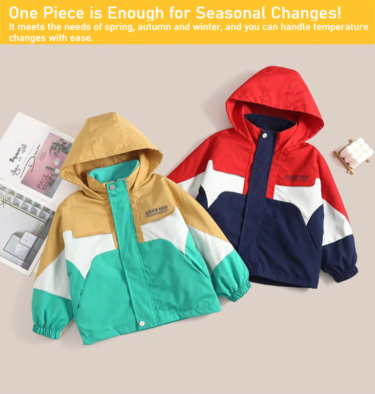 Children's jacket two-piece set of 3-8 year old children's windproof and waterproof jacket, spring and autumn hiking camping clothing, navy blue/green optional