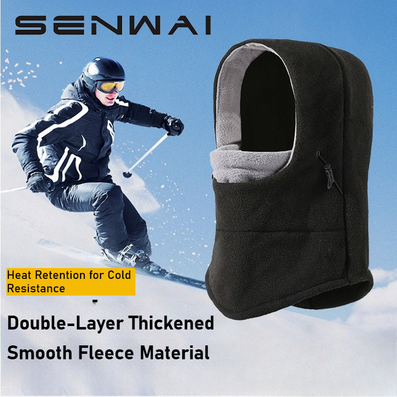 Winter fleece integrated warm hood, thickened cold-proof cycling ski mask