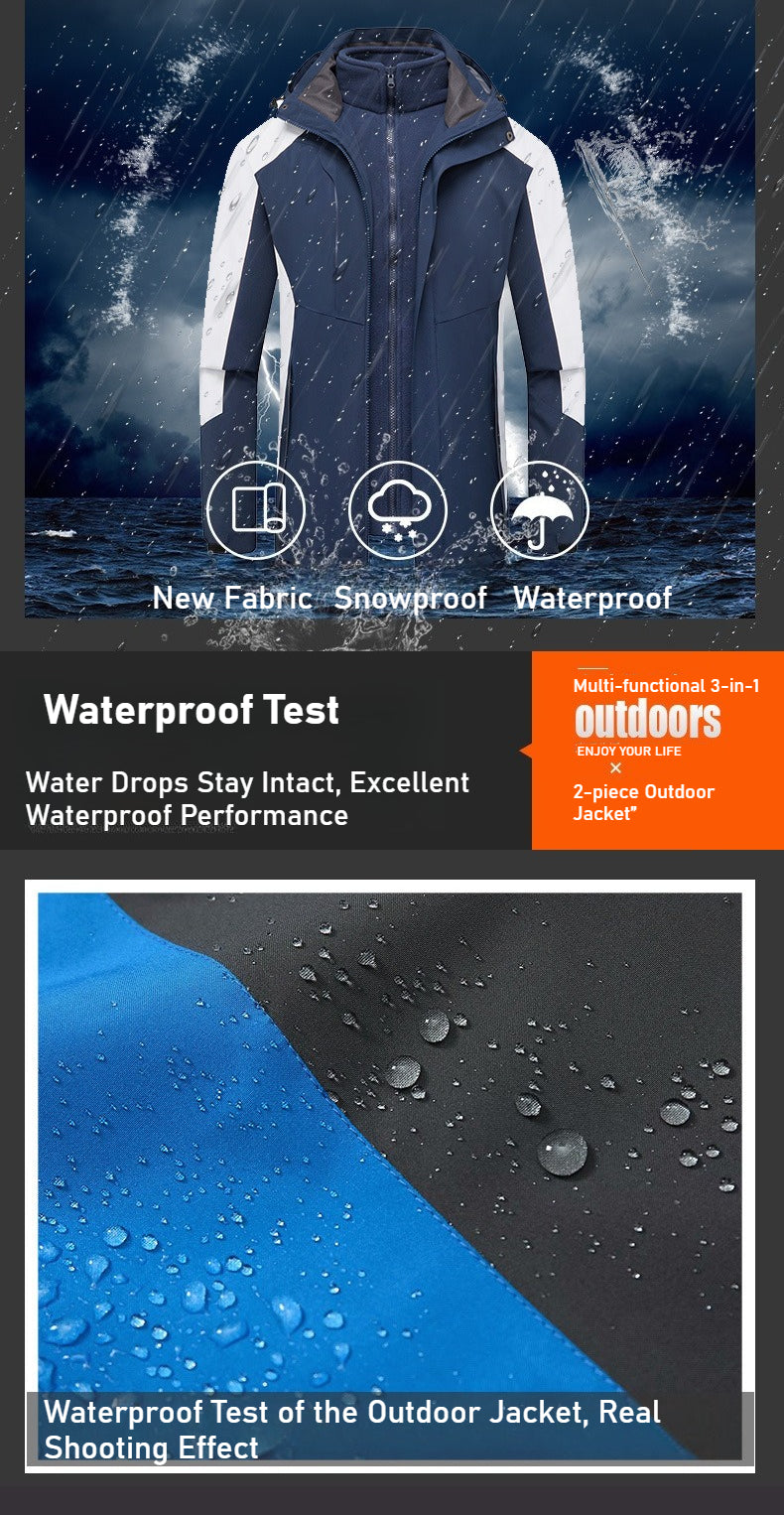 A Must-Have for Winter Outdoor Hiking! Unisex Couple’s 3-in-1 Shell Jacket, Thickened for Warmth, Balancing Casual Style and Trendiness, Youth-oriented Outerwear