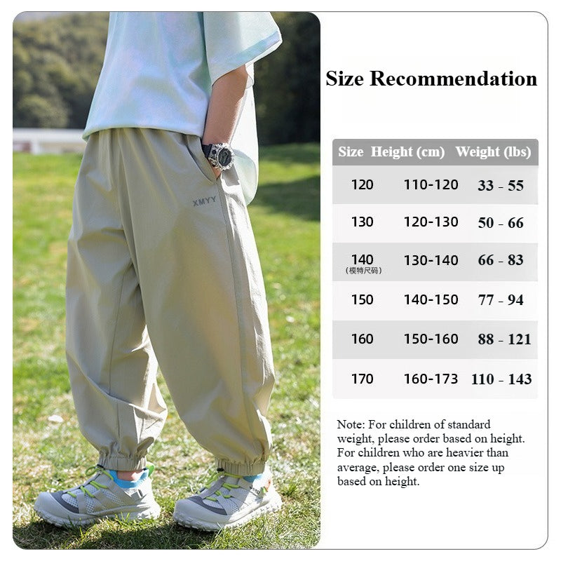 UPF 50+ Summer Boys' Lightweight, Cooling, Quick-Drying Athletic Pants