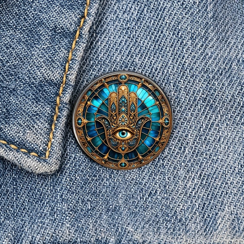 FAMAS Hand Evil Eye Stainless Steel Brooch
