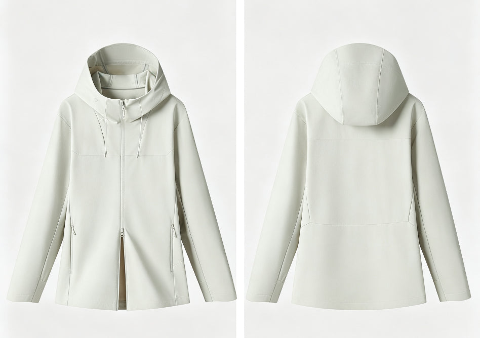 WENHOUU Women Heat‑Sealed Softshell Jacket Windproof Water‑Repellent Hooded Outdoor Coat