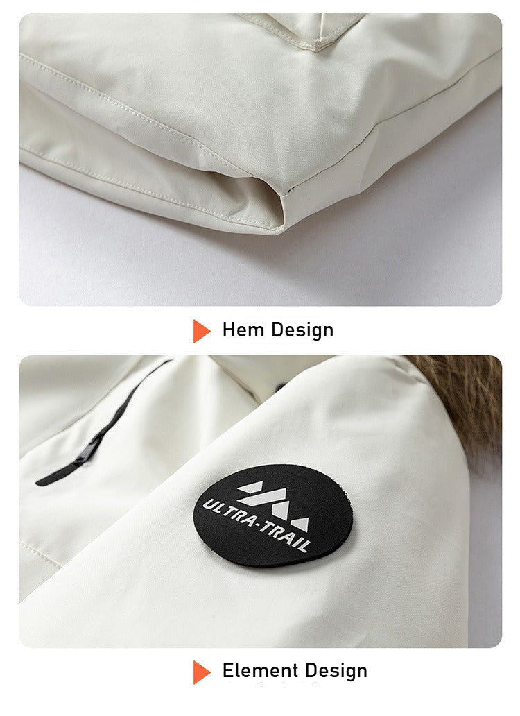 Raccoon Fur Collar Workwear Down Jacket - Unisex Couples' Winter New Stylish Warm Windproof