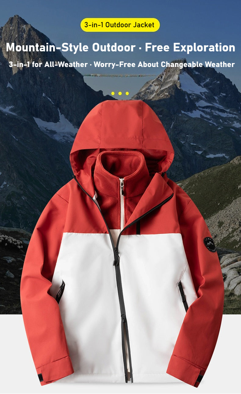 Autumn and winter three-proof jacket for men and women outdoor sports waterproof mountaineering hooded jacket