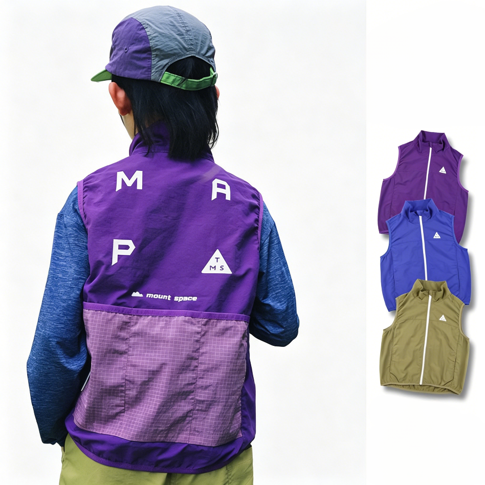 Middle and large children Mountain Style Plaid Color Block Stand Collar Vest